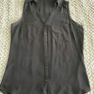 Express Black Portofino Sleeveless Button-Down Blouse